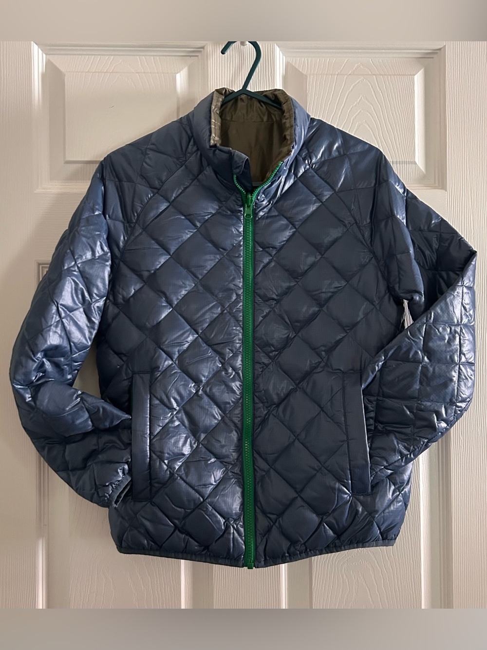 JCrew Crewcuts Kids Quilted Navy/Olive reversible Jacket